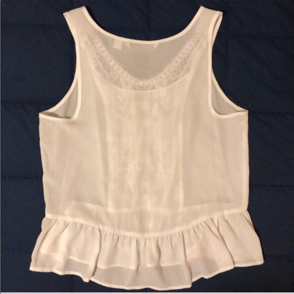 Lace Front Peplum Sleeveless Tank Blouse by Lauren Conrad - Picture 2 of 9